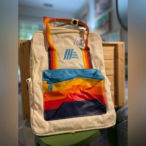 NWT ALDI GEAR White Backpack with Rainbow Straps and Pocket